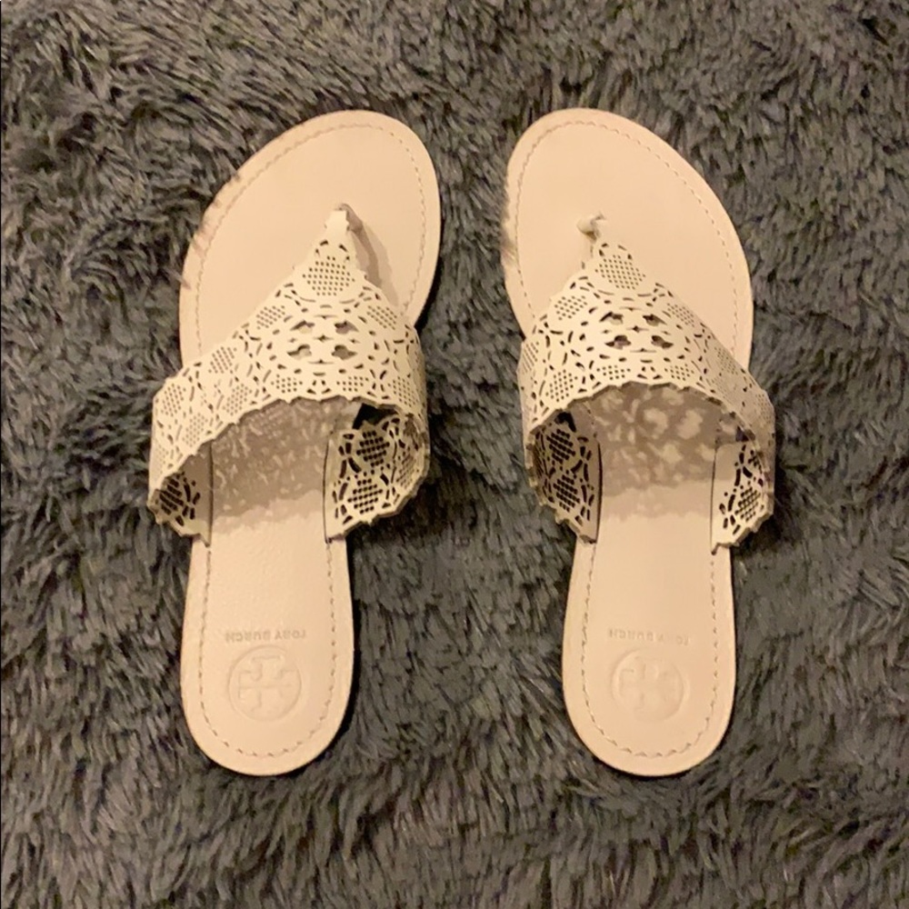 8.5 White Tory Burch Sandals